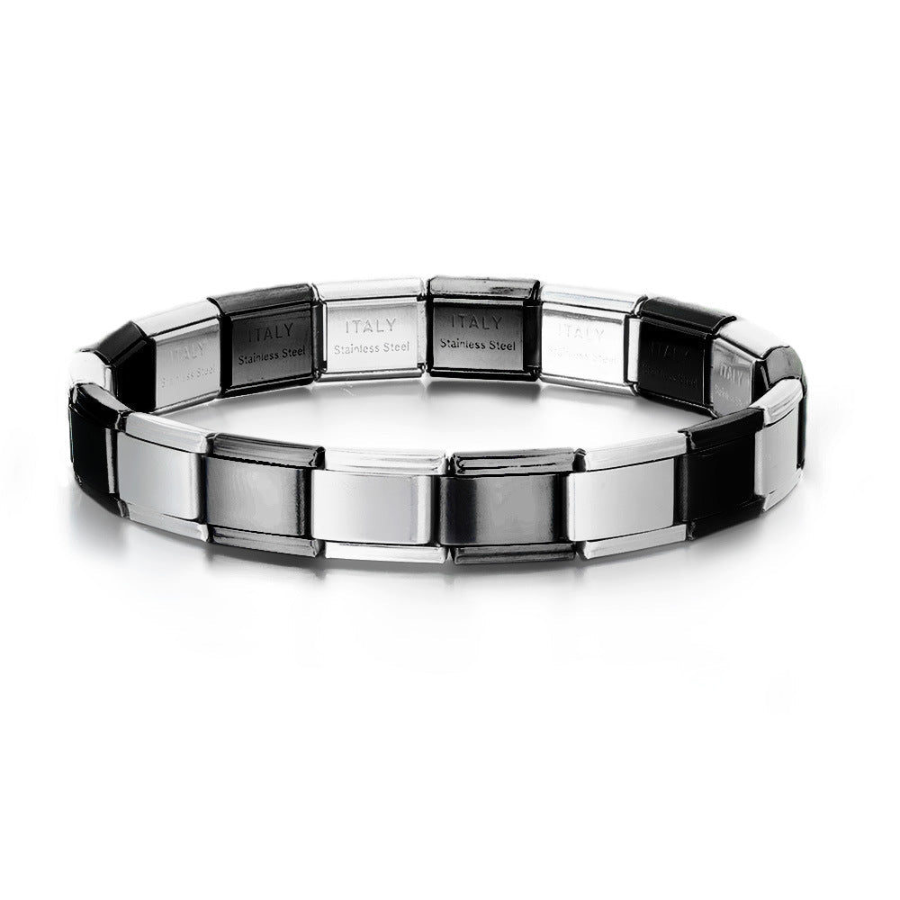 Vintage Silver and Black Italian Charm Bracelets Original Italian Charm Bracelet - soufeelau