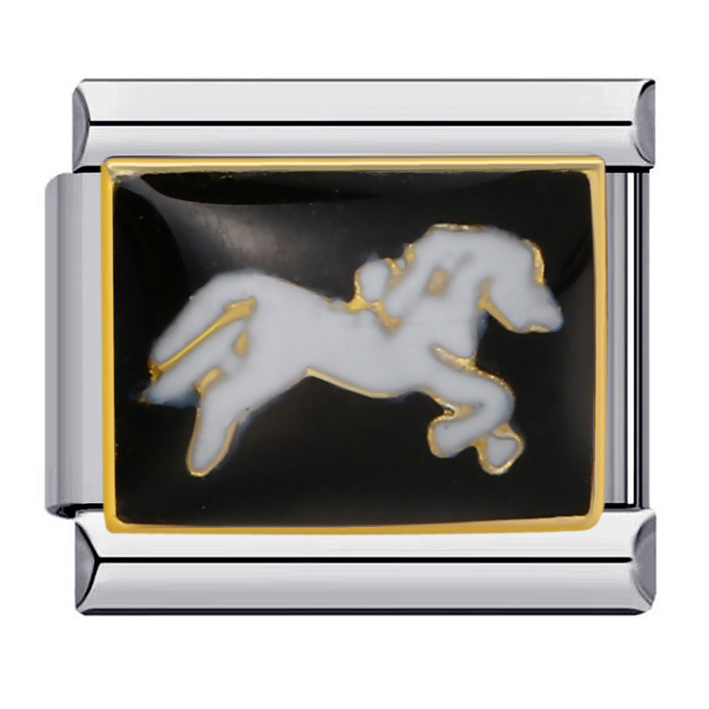 White Horse Italian Charm For Italian Charm Bracelets Composable Link - soufeelau