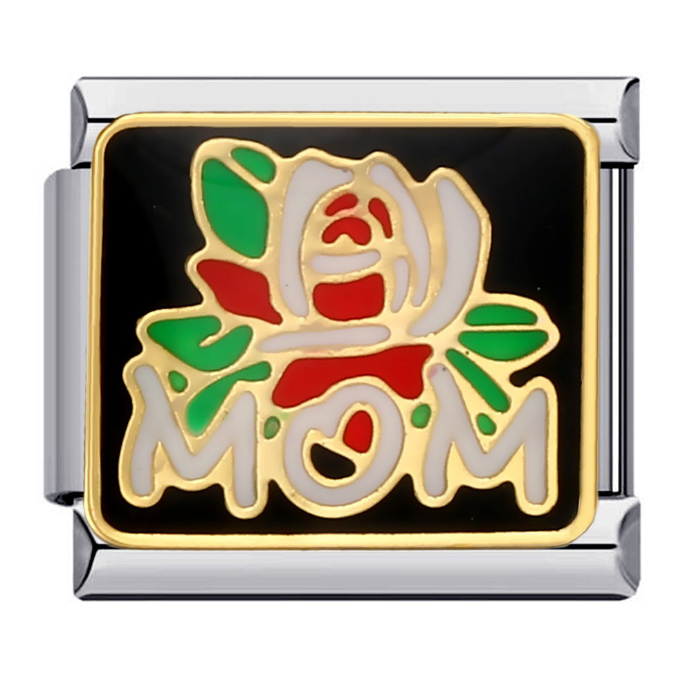 Beautiful MOM Flower Italian Charm For Italian Charm Bracelets Composable Link - soufeelau