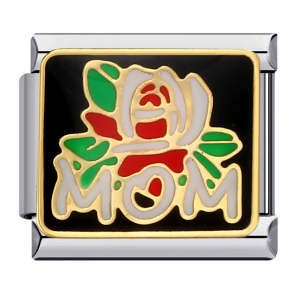 Beautiful MOM Flower Italian Charm For Italian Charm Bracelets Composable Link