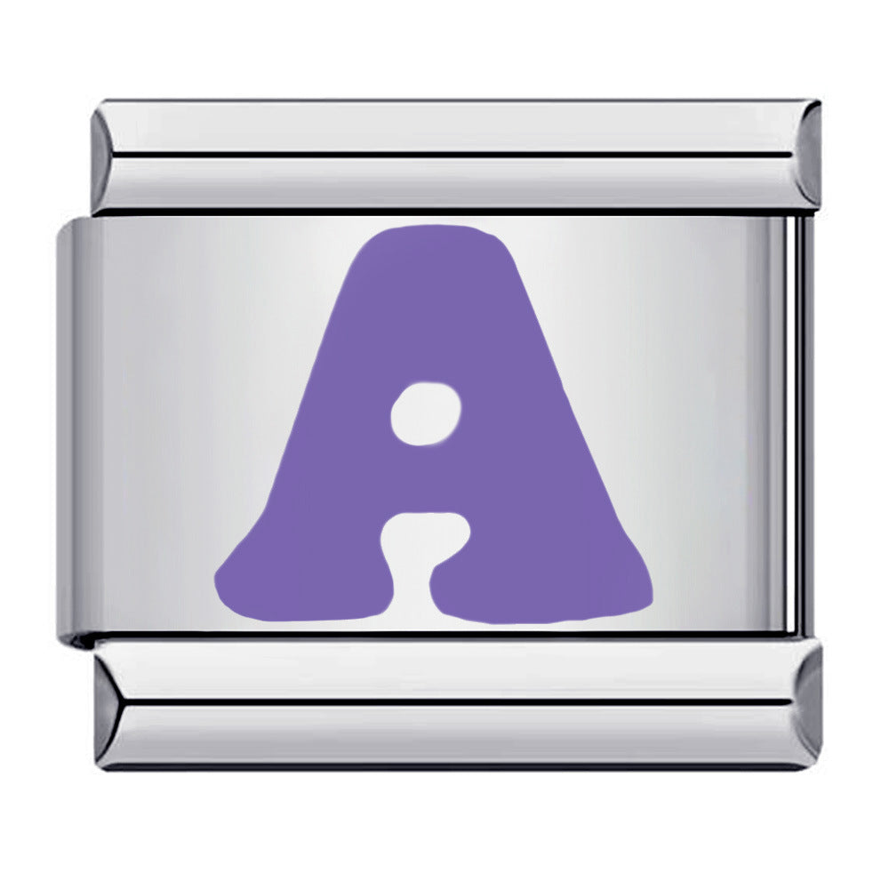 Purple Letter A Italian Charm For Italian Charm Bracelets Composable Link - soufeelau