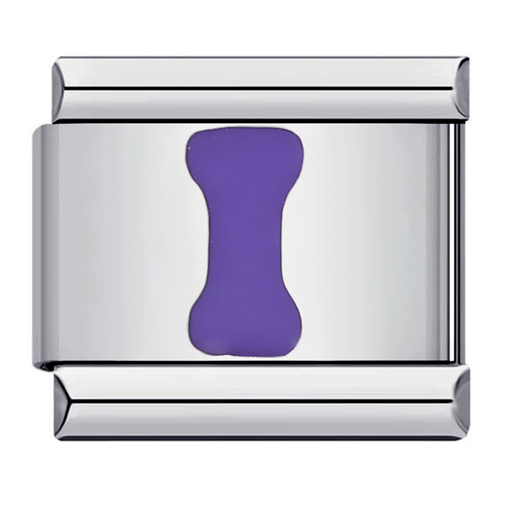 Purple Letter I Italian Charm For Italian Charm Bracelets Composable Link - soufeelau