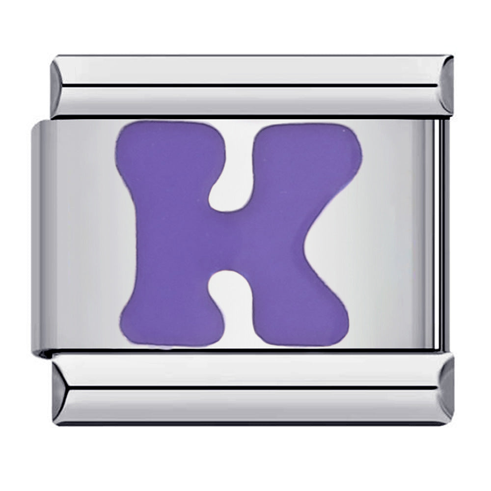 Purple Letter K Italian Charm For Italian Charm Bracelets Composable Link - soufeelau