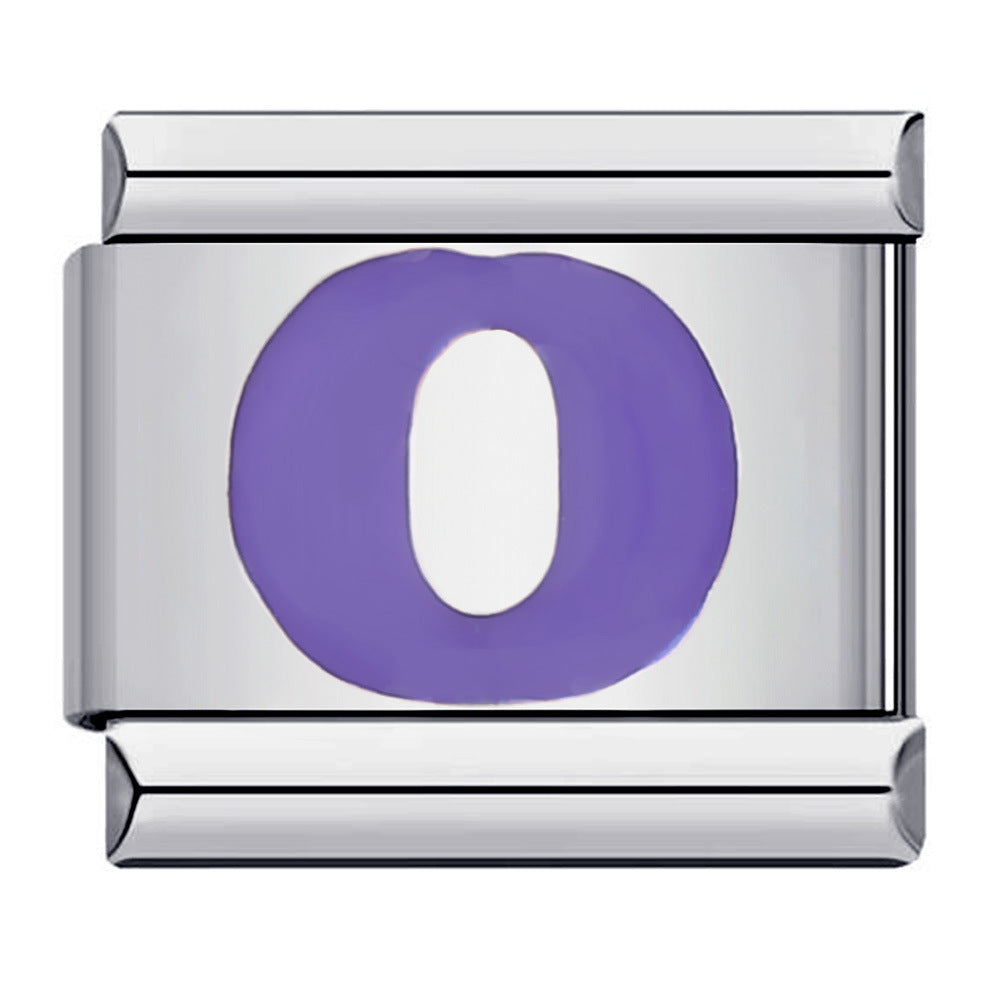 Purple Letter O Italian Charm For Italian Charm Bracelets Composable Link - soufeelau