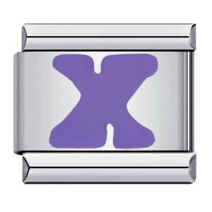 Purple Letter X Italian Charm For Italian Charm Bracelets Composable Link