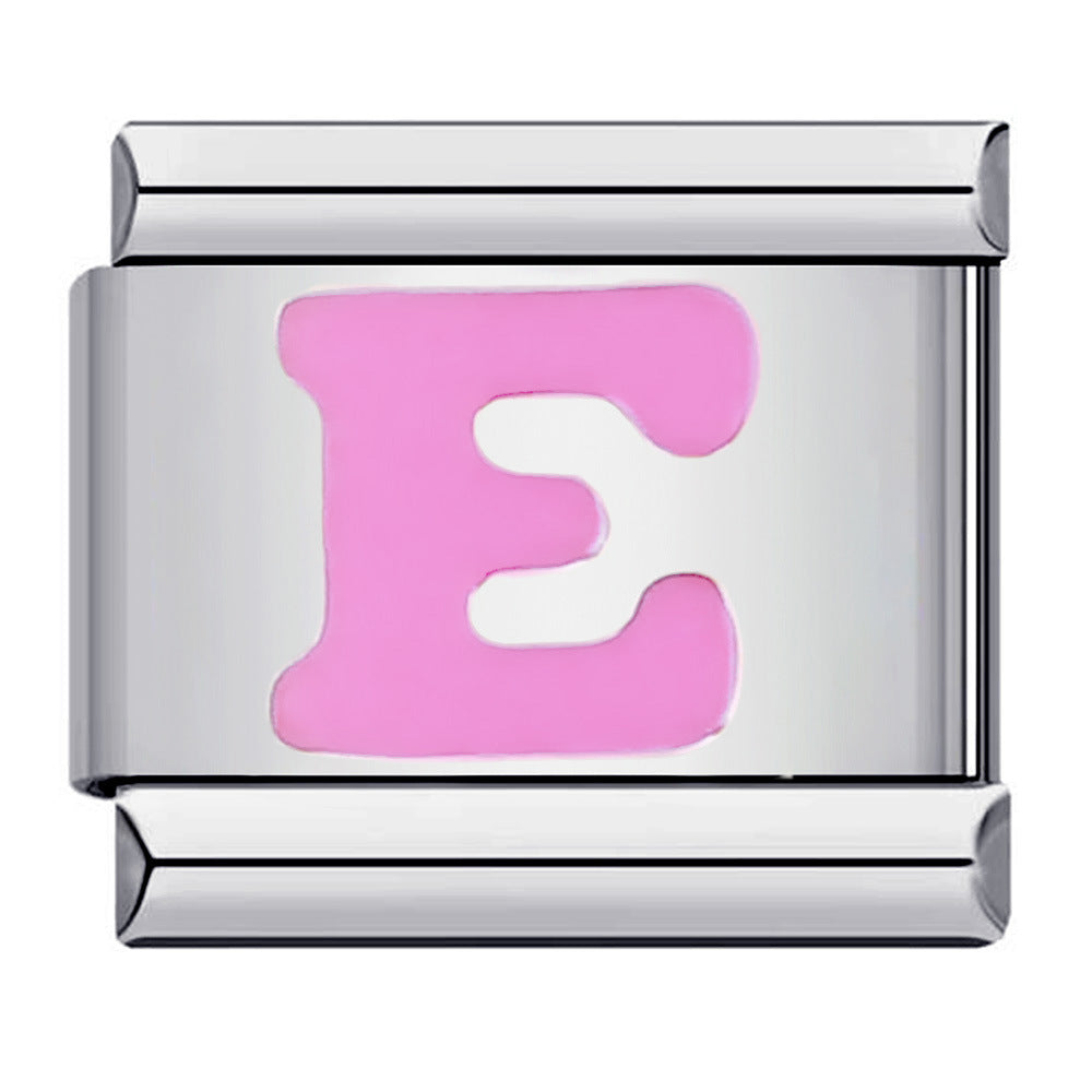 Pink Letter E Italian Charm For Italian Charm Bracelets Composable Link - soufeelau