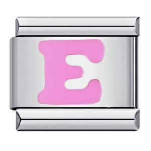 Pink Letter E Italian Charm For Italian Charm Bracelets Composable Link