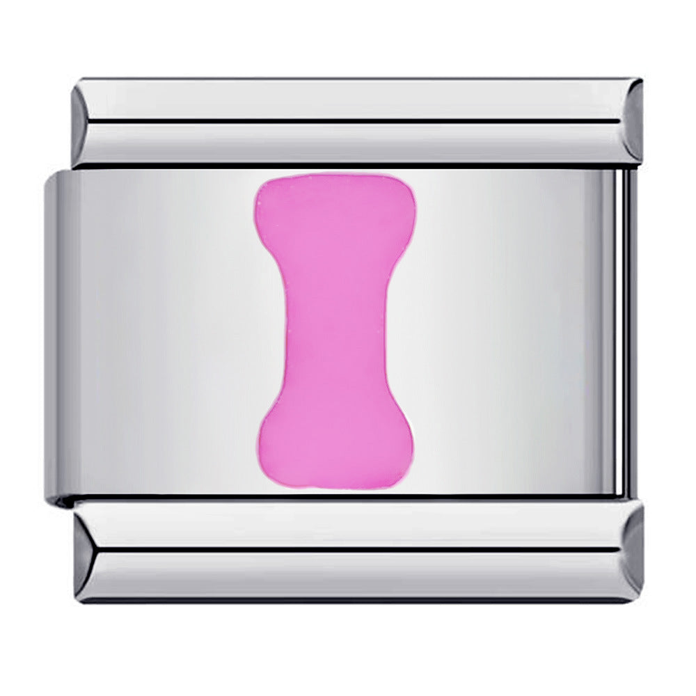 Pink Letter I Italian Charm For Italian Charm Bracelets Composable Link - soufeelau