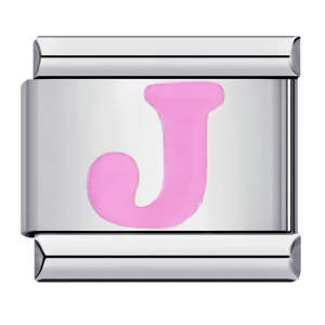 Pink Letter J Italian Charm For Italian Charm Bracelets Composable Link