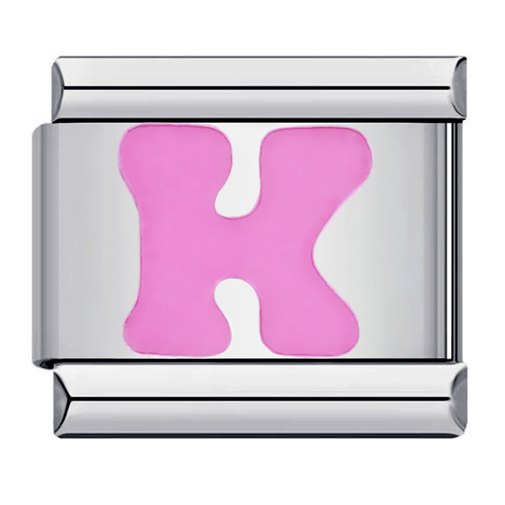 Pink Letter K Italian Charm For Italian Charm Bracelets Composable Link - soufeelau