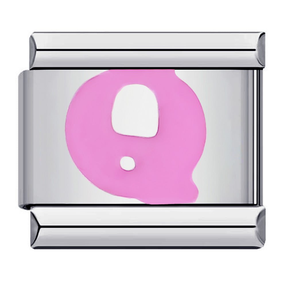 Pink Letter Q Italian Charm For Italian Charm Bracelets Composable Link - soufeelau