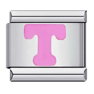 Pink Letter T Italian Charm For Italian Charm Bracelets Composable Link