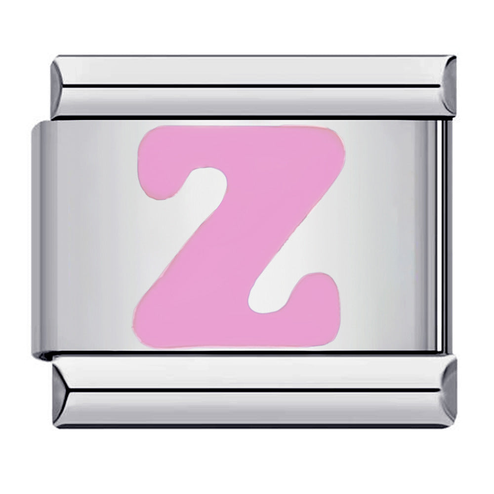 Pink Letter Z Italian Charm For Italian Charm Bracelets Composable Link - soufeelau