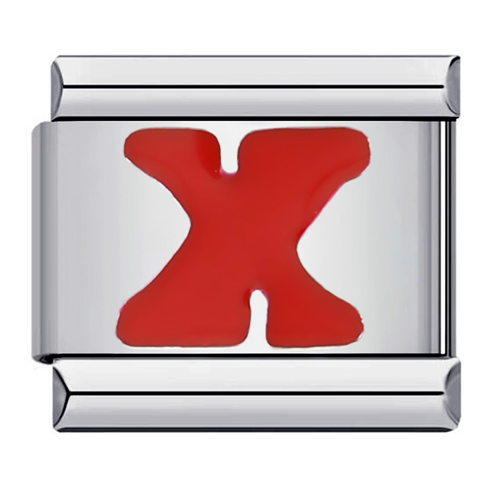 Red Letter X Italian Charm For Italian Charm Bracelets Composable Link - soufeelau