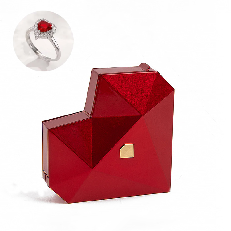 Heart Ring Box with Heart Promise Ring Open Adjustable Ring Multicolor Gift For Lover For Her - soufeelau