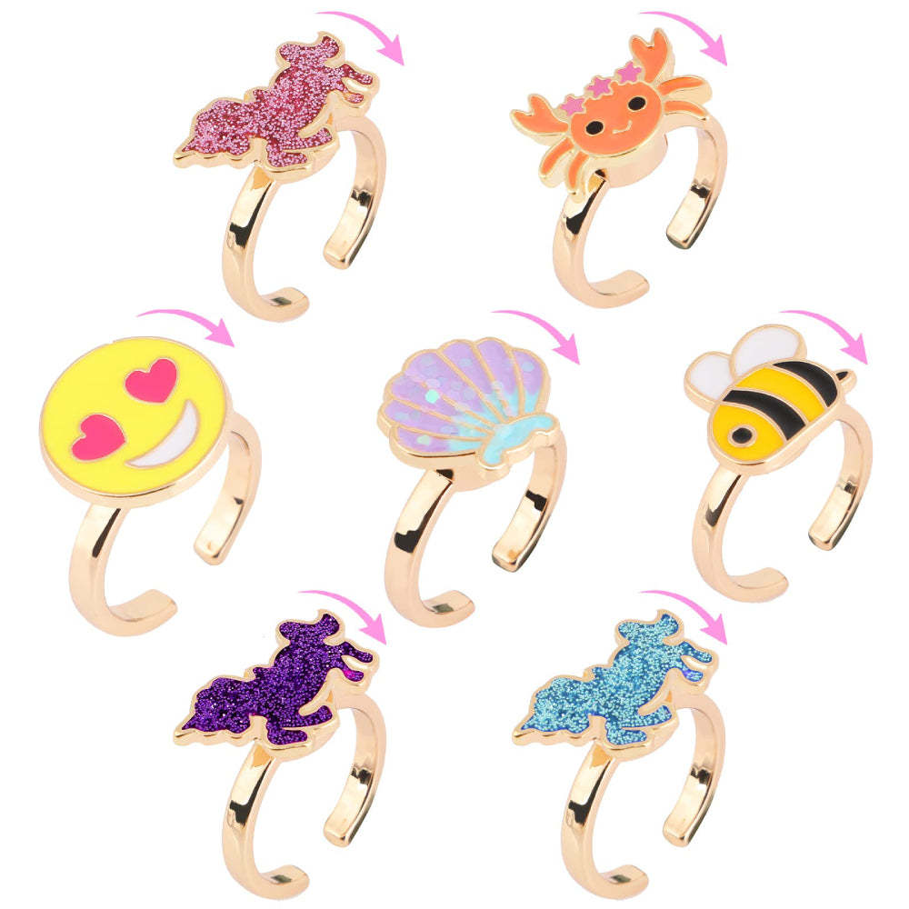 Fidget Rings for Anxiety Adjustable Rotating Rings for Women Girl Best Gifts for Birthday Holiday - soufeelau