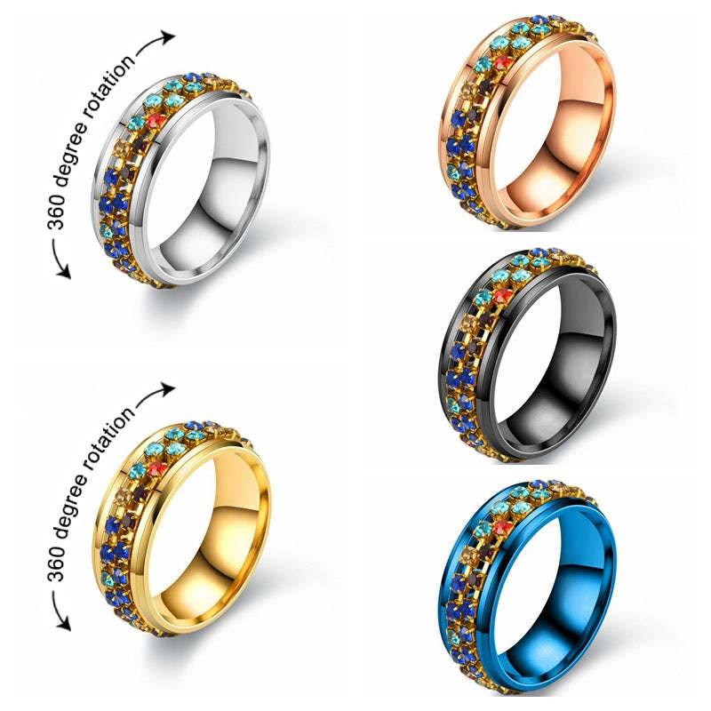 Stainless Steel Rotating Rings Anxiety Relieving Ring Jewelry Gifts for Women Men - soufeelau