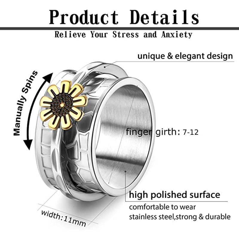 Fidget Anxiety Rings Daisy Spinner Ring Jewelry Gifts for Women - soufeelau