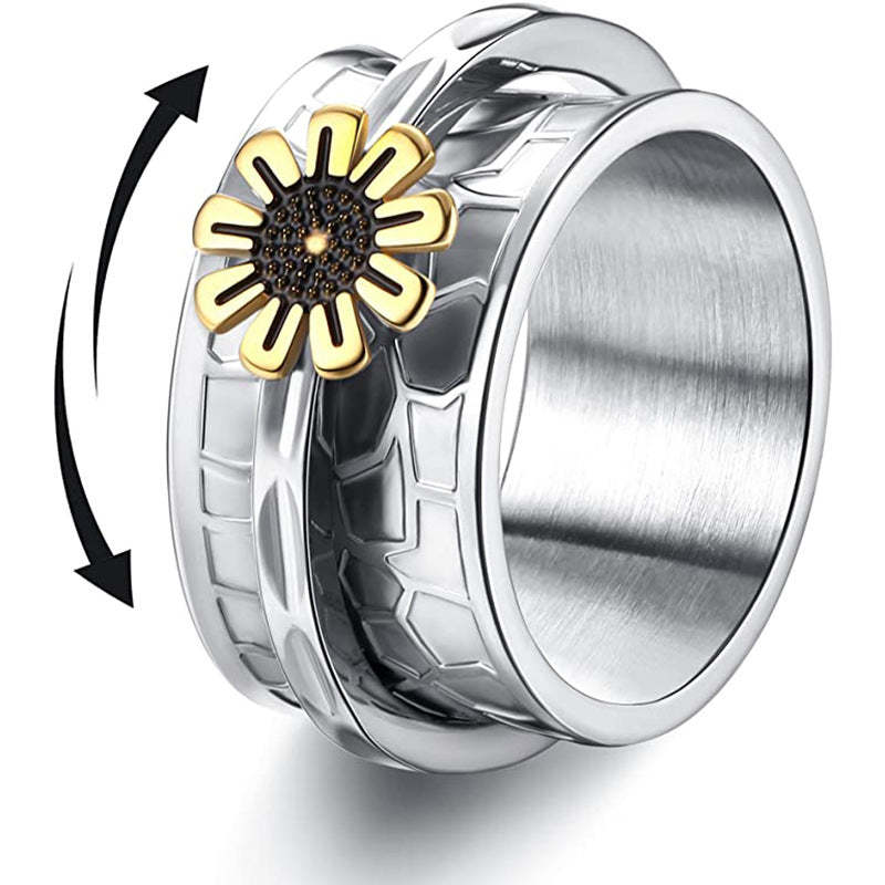 Fidget Anxiety Rings Daisy Spinner Ring Jewelry Gifts for Women - soufeelau