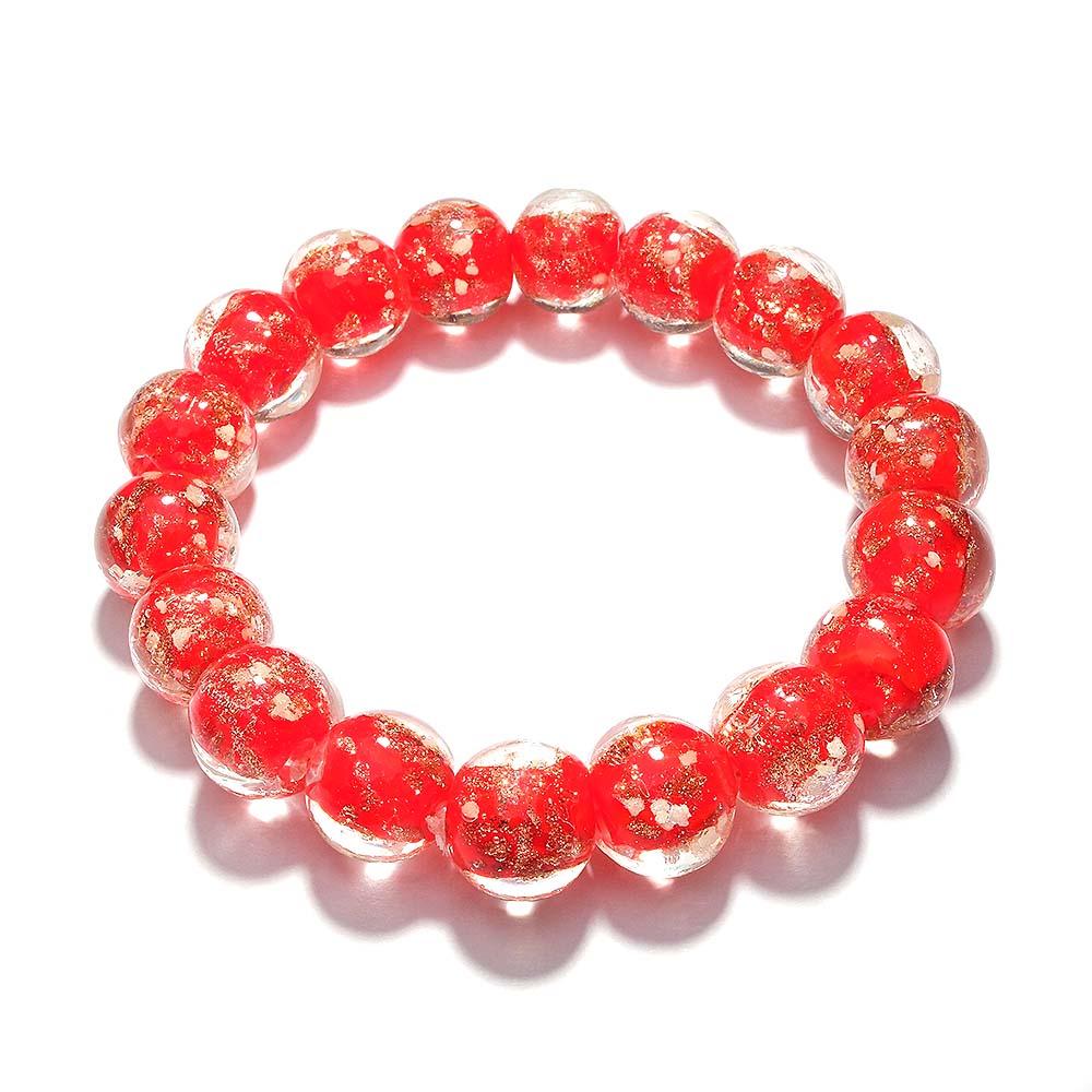 Red Firefly Glass Stretch Beaded Bracelet Glow in the Dark Luminous Bracelet - soufeelau