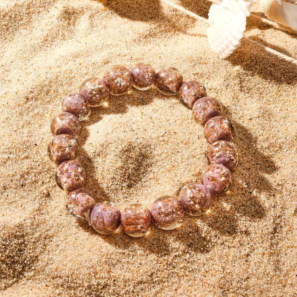 Purple Firefly Glass Stretch Beaded Bracelet Glow in the Dark Luminous Bracelet - soufeelau