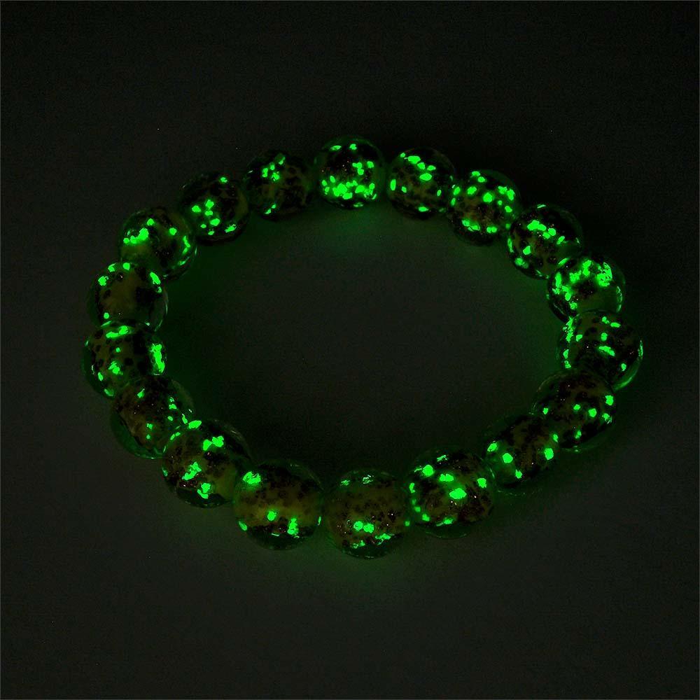 Yellow Firefly Glass Stretch Beaded Bracelet Glow in the Dark Luminous Bracelet - soufeelau
