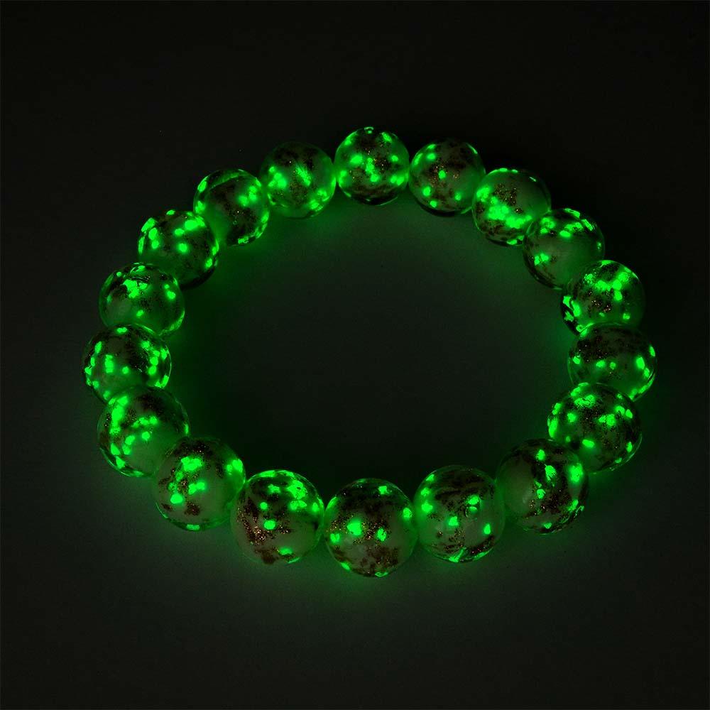White Firefly Glass Stretch Beaded Bracelet Glow in the Dark Luminous Bracelet - soufeelau