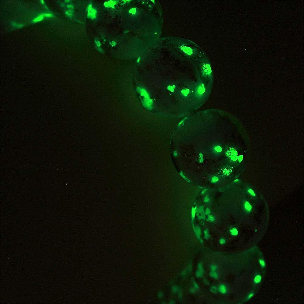 White Firefly Glass Stretch Beaded Bracelet Glow in the Dark Luminous Bracelet - soufeelau
