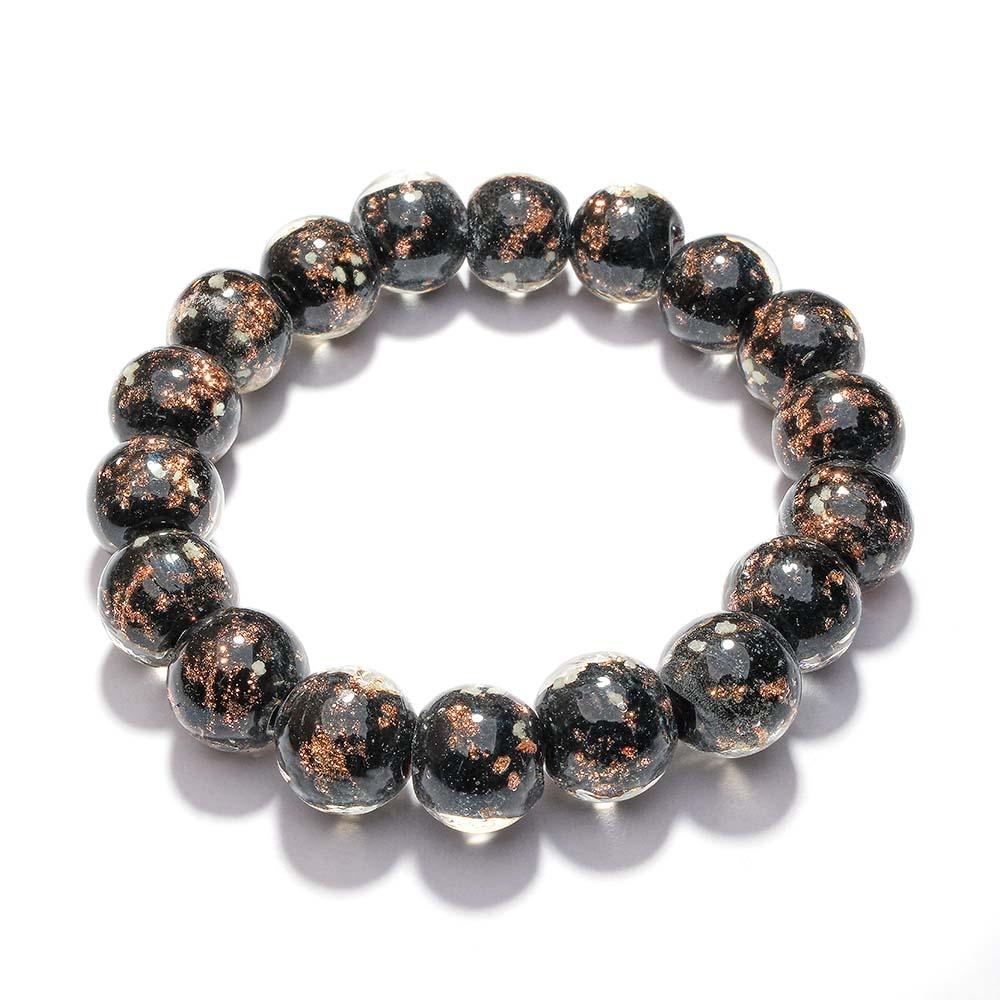 Black Firefly Glass Stretch Beaded Bracelet Glow in the Dark Luminous Bracelet - soufeelau