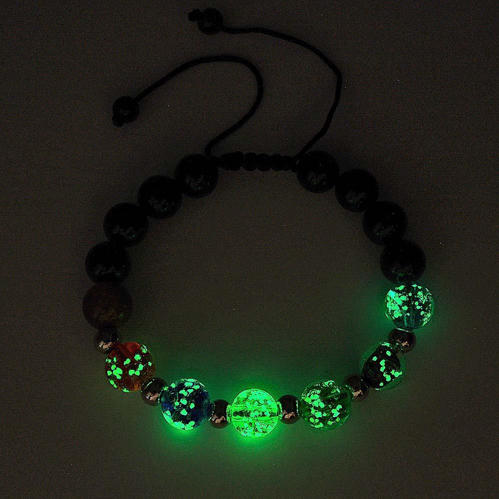 Luminous Silver Beads Six-Color Firefly Glass Braided Bracelet Glow in the Dark Luminous Bracelet - soufeelau