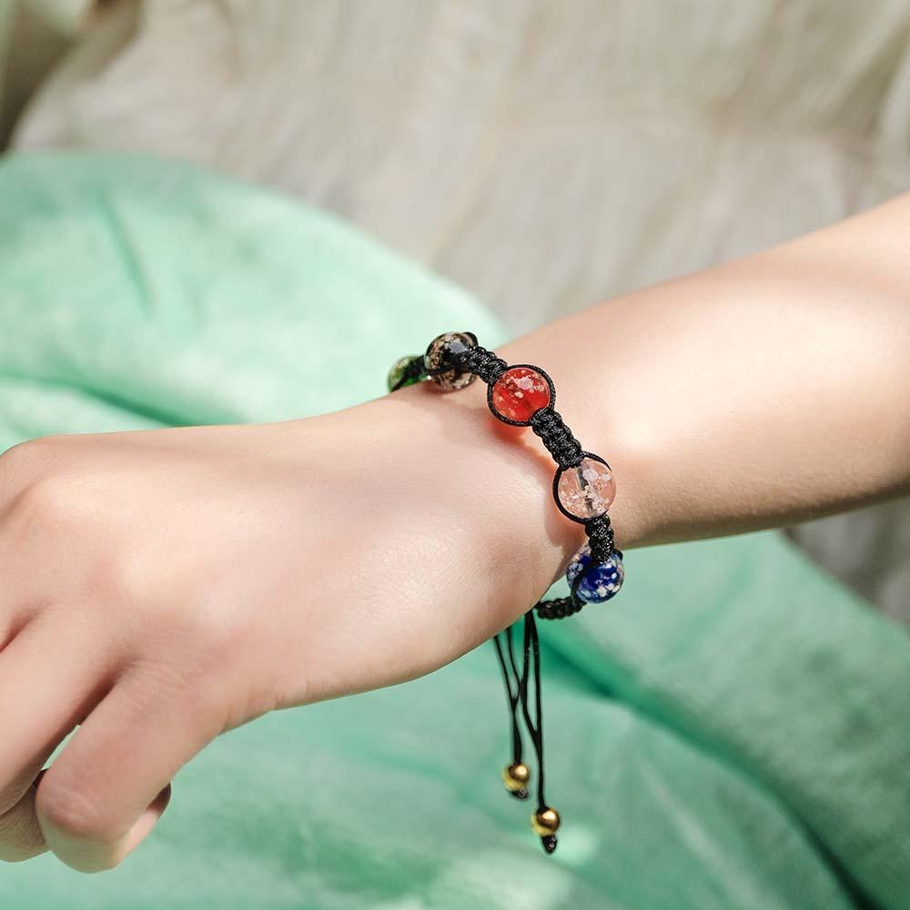 Six-Color Firefly Glass Braided Bracelet Glow in the Dark Luminous Bracelet - soufeelau