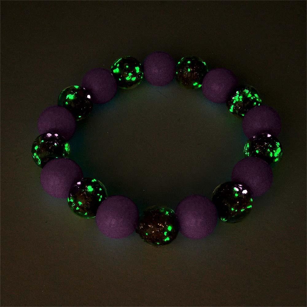 Purple Firefly Glass Stretch Beaded Bracelet Glow in the Dark Luminous Bracelet - soufeelau
