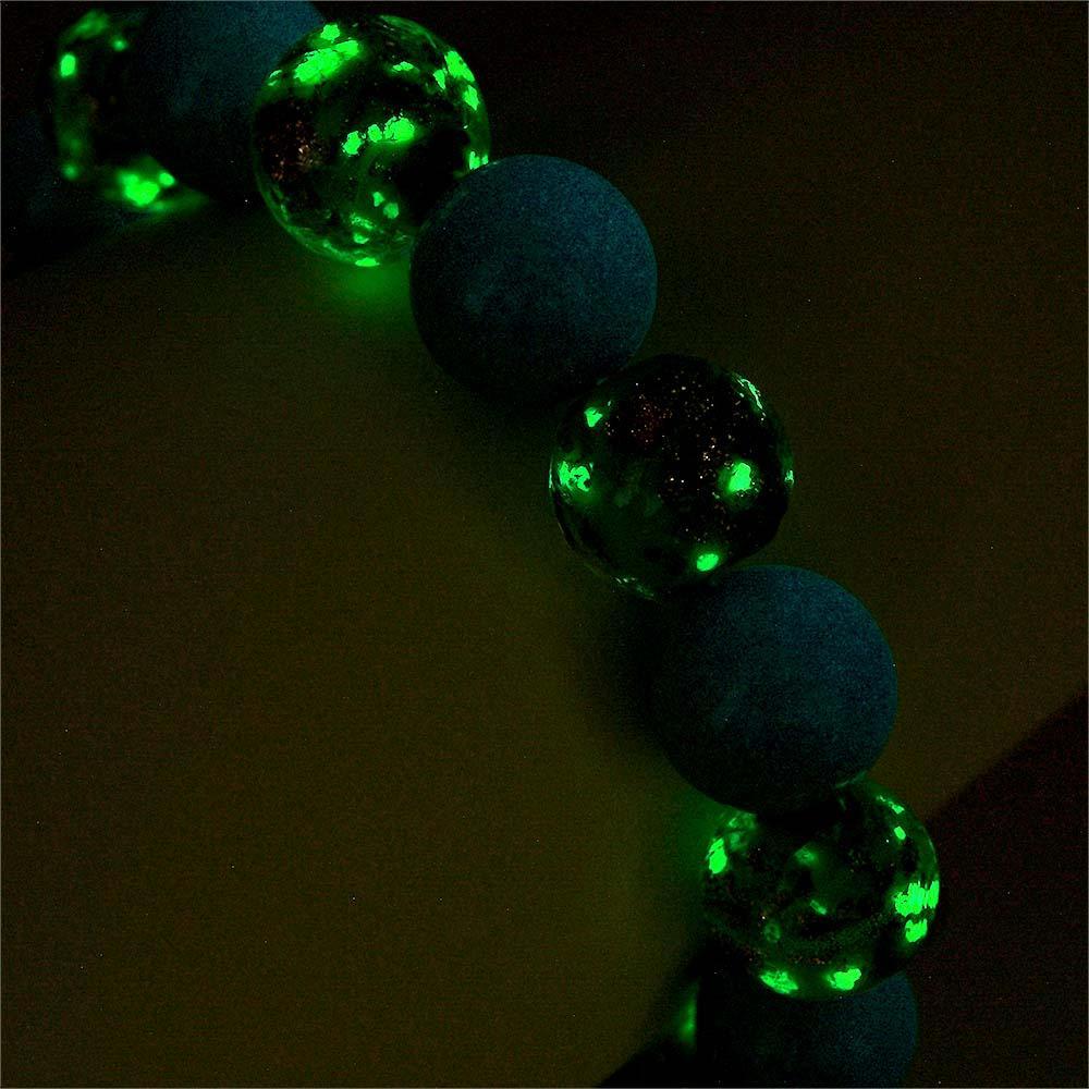 Army Green Firefly Glass Stretch Beaded Bracelet Glow in the Dark Luminous Bracelet - soufeelau