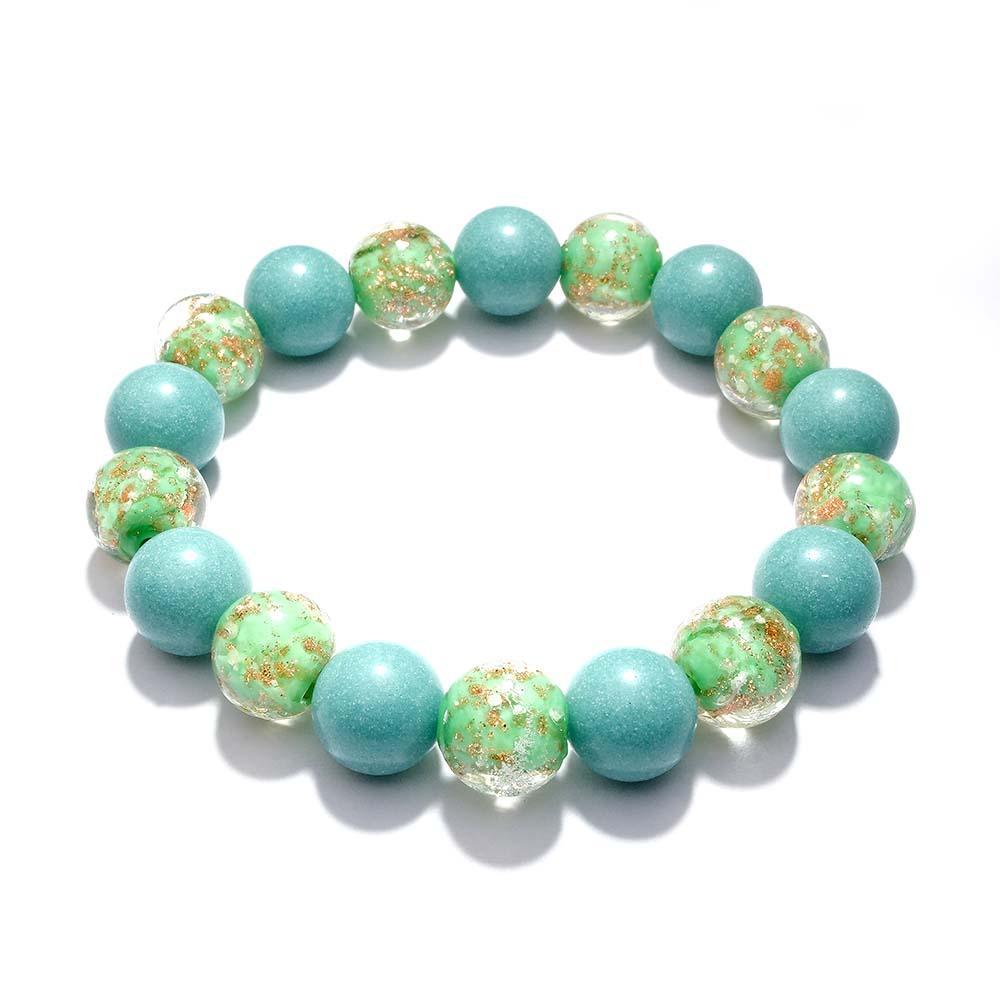 Army Green Firefly Glass Stretch Beaded Bracelet Glow in the Dark Luminous Bracelet - soufeelau