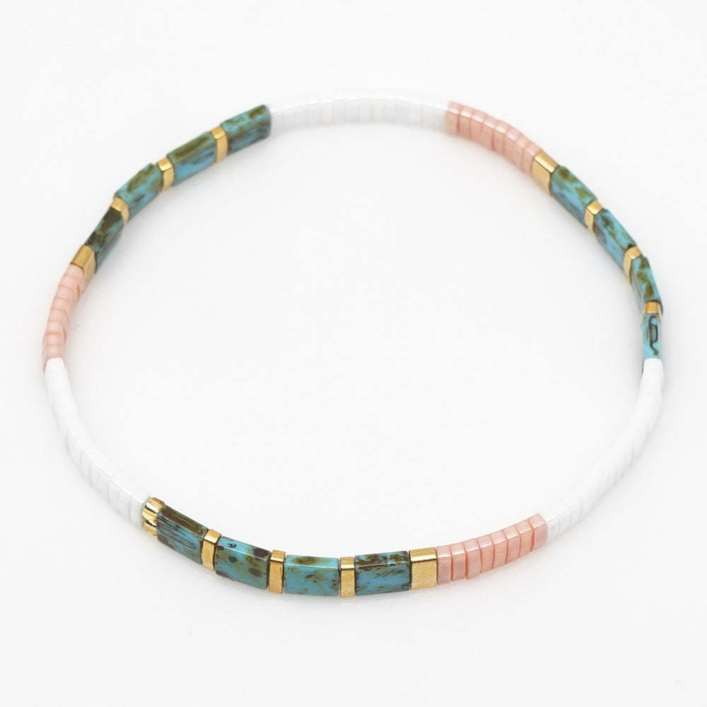 Tila Bead Bracelet Pink and Green Vintage Fashion Bracelets Gift - soufeelau