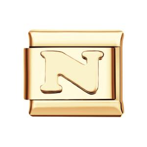 Alphabet N - Gold Italian Charm For Italian Charm Bracelets Composable Link