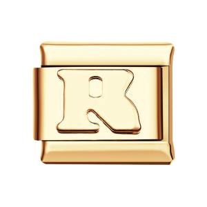 Alphabets R-Gold Italian Charm For Italian Charm Bracelets Composable Link