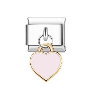 Pink Peach Heart Italian Charm For Italian Charm Bracelets Composable Link