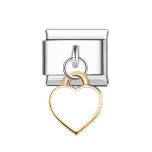 White Peach Heart Italian Charm For Italian Charm Bracelets Composable Link