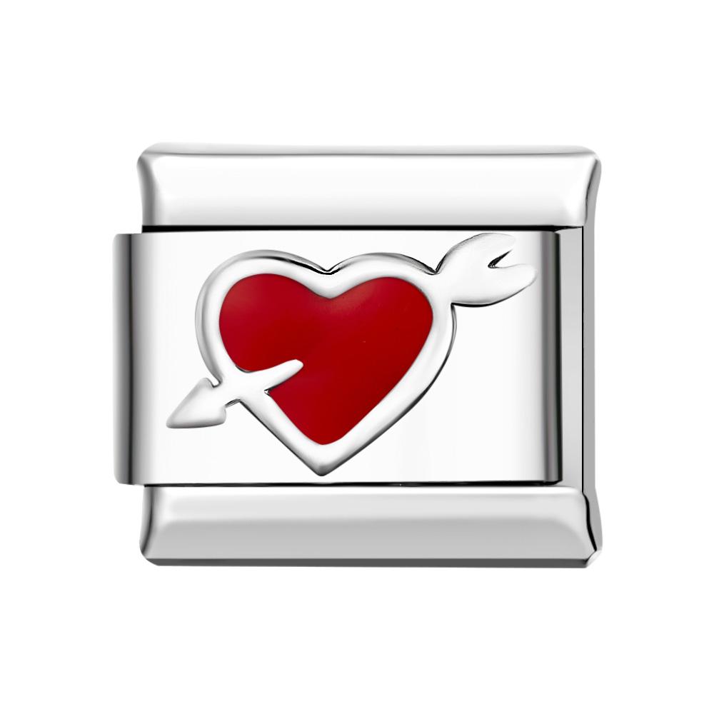 Arrow Through The Heart Italian Charm For Italian Charm Bracelets Composable Link - soufeelau