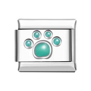 Cat'S Paw - Light Blue Italian Charm For Italian Charm Bracelets Composable Link