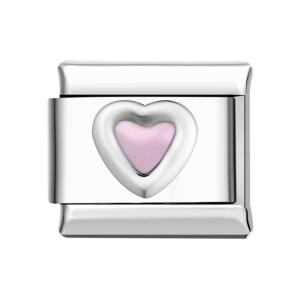 Love Heart - Pink Italian Charm For Italian Charm Bracelets Composable Link