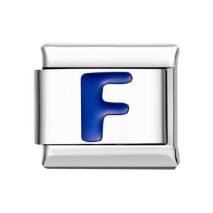 Blue F Italian Charm For Italian Charm Bracelets Composable Link