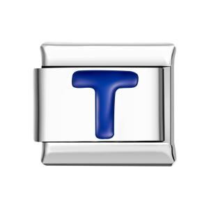 Blue T Italian Charm For Italian Charm Bracelets Composable Link
