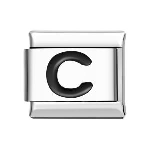 Letter C-Black Italian Charm For Italian Charm Bracelets Composable Link