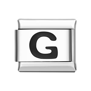 Alphabet G-Black Italian Charm For Italian Charm Bracelets Composable Link