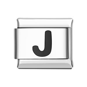 Letter J-Black Italian Charm For Italian Charm Bracelets Composable Link