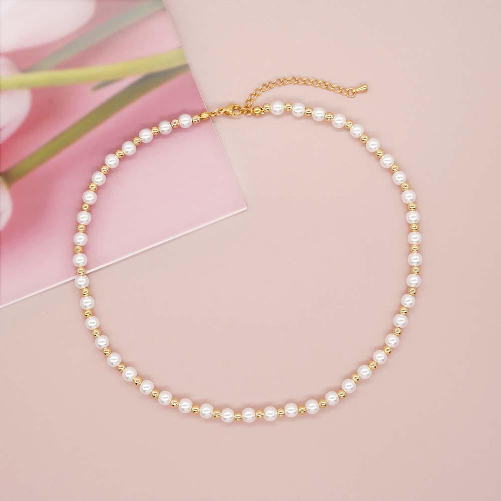 Poppy Pearl Necklace Gold Minimalist Chain Dainty and Thin Necklace - soufeelau