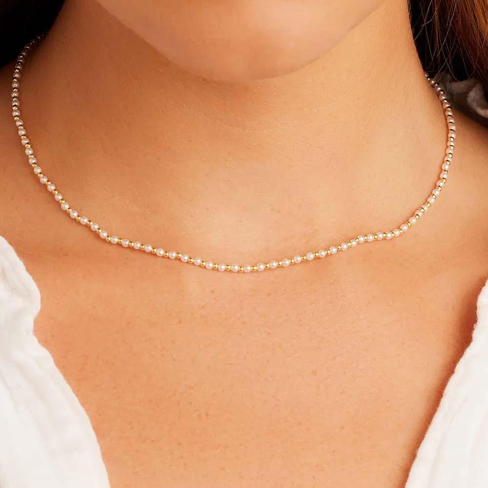 Poppy Pearl Necklace Gold Minimalist Chain Dainty and Thin Necklace - soufeelau