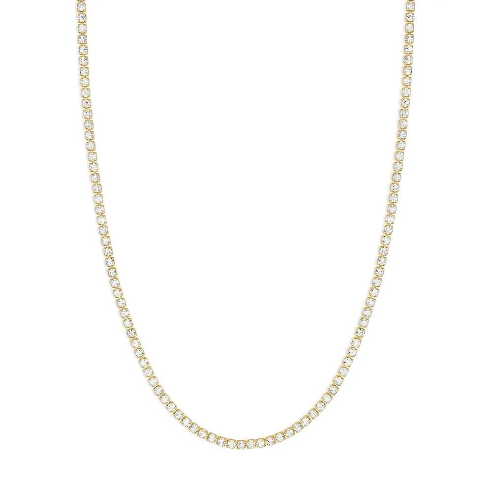 Gold Shimmery Crystal Necklace Minimalist Chain Dainty and Thin Necklace - soufeelau